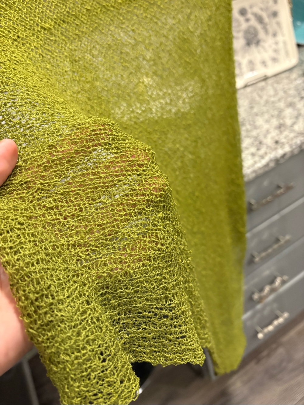 Sheer Green Knit Poncho - Picture 2 of 5